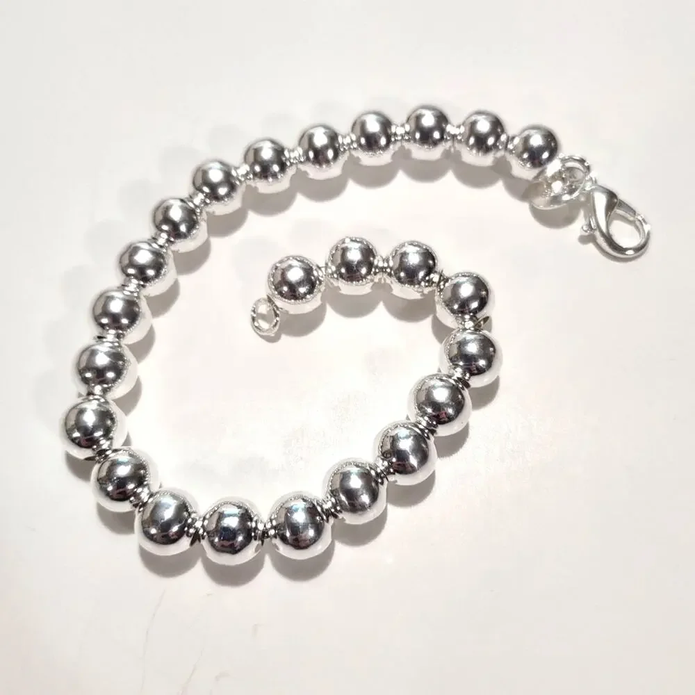 925 Silver Plated Pearl Bracelet Sterling Silver  Valentine's Birthday Gift NEW